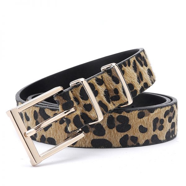Women's Leopard Pattern Metal Buckle Belts